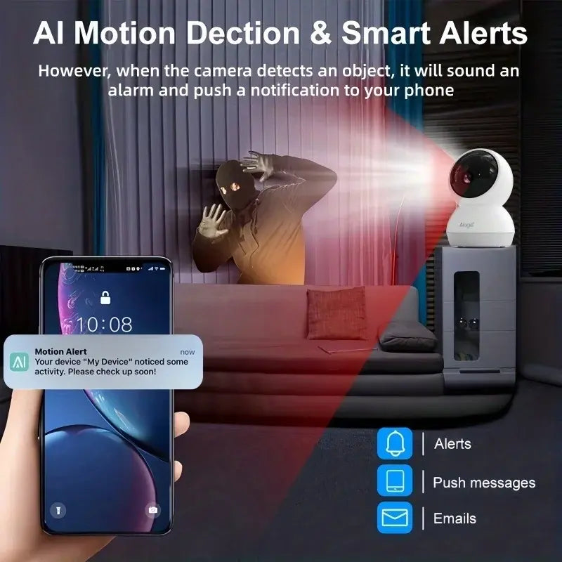3K Pet Dog Camera with Phone App, 5G/2.4G Wifi Indoor Security Baby Camera,Ai Detection 360° Pan&Tilt, 2-Way Audio, Night Vision
