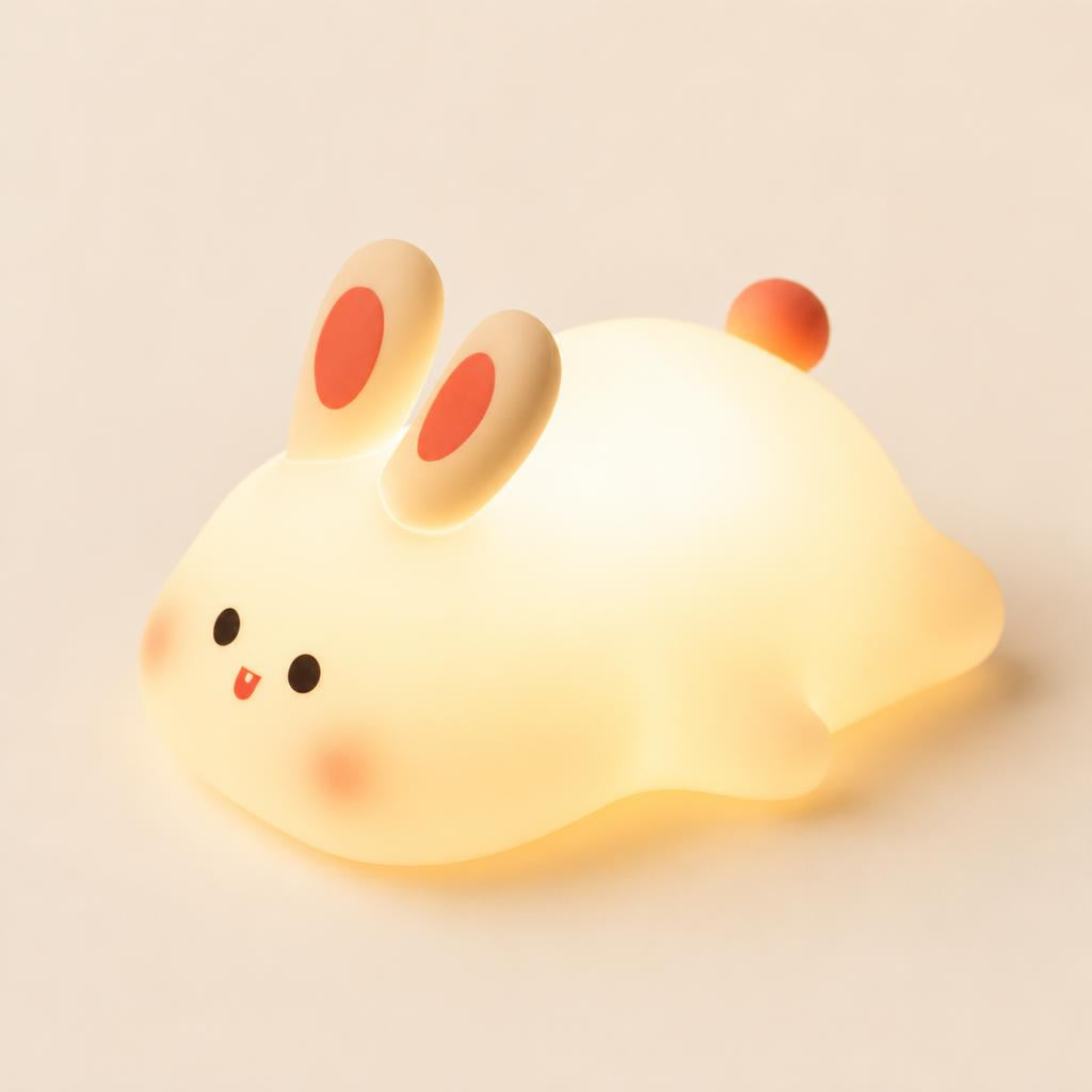 Squishy bunny night light glowing warm